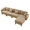 thumbnail image 6 of Newest Boucle Fabric Convertible L Shape Sectional 4-seater Sofa Couch,Distinctive Shell-shaped Armrests,Removable Ottoman,Cylindrical Legs Wrapped,Self-fabric,Coffee Color, 6 of 17