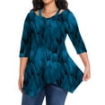 thumbnail image 6 of Cuteduck Women's Plus Size Fall Printed 3/4 Sleeve Tunic Casual V-Neck Lightweight Dressy Blouse Loose Casual Top 1X-5X, 6 of 7