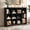 Black, variant on iSunirm 12 Cube Storage Organizer with Charging Station, 4-Tier Farmhouse Wooden Cube Bookcase for Living Room, Entryway, Black