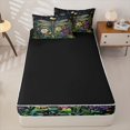 thumbnail image 4 of Homewish Boho Dragonfly Zipper Twin Comforter Sets with Fitted Sheet and 2 Pillowcases,Colorful Flower Floral Zipper Bedding Set,Black Reversible,4 Pieces, 4 of 7
