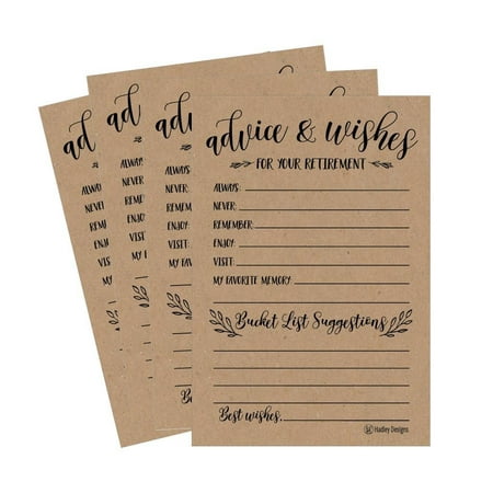 25 Rustic Retirement Party Advice Well Wish Card For Men Women Retired Ideas Supplies and Decoration Happy Retiree Celebration Gift Bucket List Wish Funny Personalized Officially Retired Centerpiece