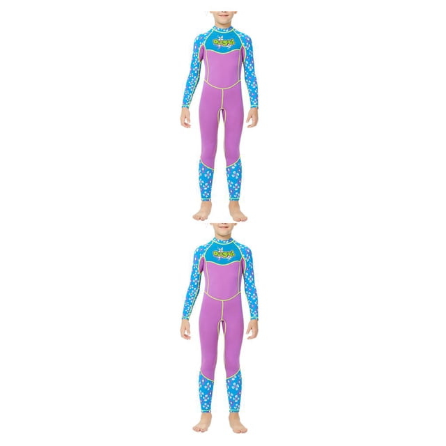 Eigraketly Trajes de neopreno Traje de buceo Sandbeach Traje de neopreno para niños de secado rápido Manga larga y pantalones Niñas de una Púrpura M 2piezas