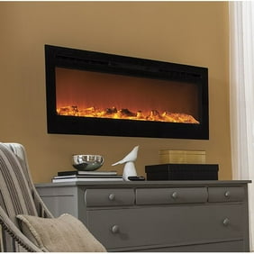 Sideline Steel Electric Fireplace With Heat And Steel Screen Face