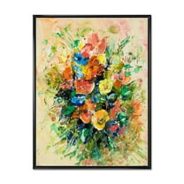 Ancient Fresh Flowers Bouquet Of Wildflowers 16" x 32" Framed Painting Canvas Art Print, by Designart