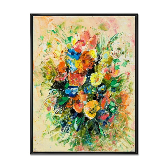 Designart 'Ancient Fresh Flowers Bouquet Of Wildflowers' Traditional Framed Canvas Wall Art Print