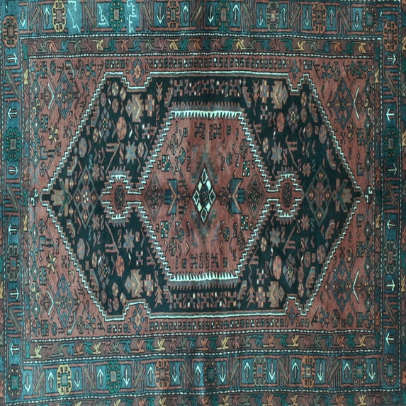 Ahgly Company Indoor Square Persian Light Blue Traditional Area Rugs, 8' Square