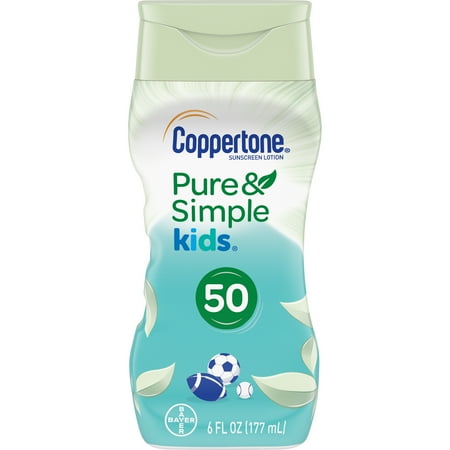 Coppertone Pure & Simple Kids SPF 50 Sunscreen Lotion, 6 Ounce
