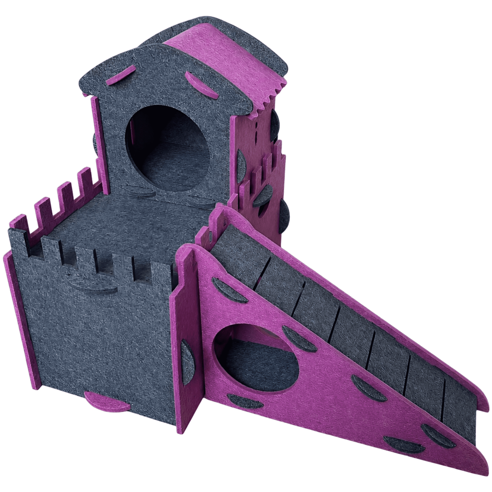 Double Layer Rabbit House, 2-Tier Castle Bunny Hideout with Non-slip Ramp Stairs, Felt Small Animal Toys for Sleeping Hiding Playing, Hamster Guinea Pig Rat Sugar Glider