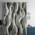 thumbnail image 5 of Sage Green Stripe Semi Sheer Curtains Drapes for Living Room, Bedroom, French Doors Window 84 Inches Long, Grey White Geometric Modern Abstract Rod Pocket Chiffon Curtain Drapery Voile Drape Panel, 5 of 6