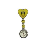 Women's Clip on Fob Watch, Stainless Steel Quartz Nurse Watch, Smile Heart Face Lapel Watch, Hanging Pocket Watch with Second Hand