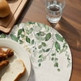 thumbnail image 3 of Sage Green Eucalyptus Round 13 Inch Placemats Set of 4, Farmhouse Weeping Leaves Linen HeatResistant Non Slip Place Mats for Dining Table, Wipeable Braided Kitchen Table Mats for Housewarming, 3 of 9