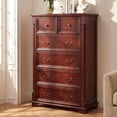 thumbnail image 6 of 48" H Tall Dressers for Bedroom 6-Drawer, Akaber Mid-Century Walnut Wood Chest of Drawers, Vintage Farmhouse Storage Organizer, 6 of 7