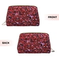 thumbnail image 3 of Naloa Red Glitter Leather Makeup Bag for Purse Travel, Portable Small Cosmetic Organizer for Women and Girls, Make up Bag with Zipper, 3 of 8