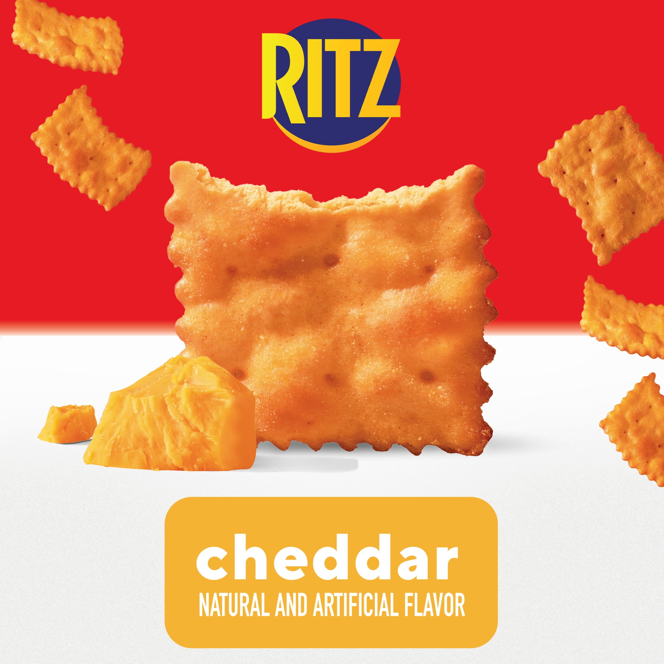 (3 pack) RITZ Toasted Chips Cheddar Crackers, Party Snacks, 8.1 oz