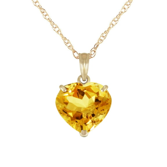 Galaxy Gold 14K Yellow Gold 3.1 Carat Natural Heart-Shaped Citrine Pendant Necklace - November Birthstone - Warmth & Prosperity - 16" to 24" - Fine Jewelry for Women
