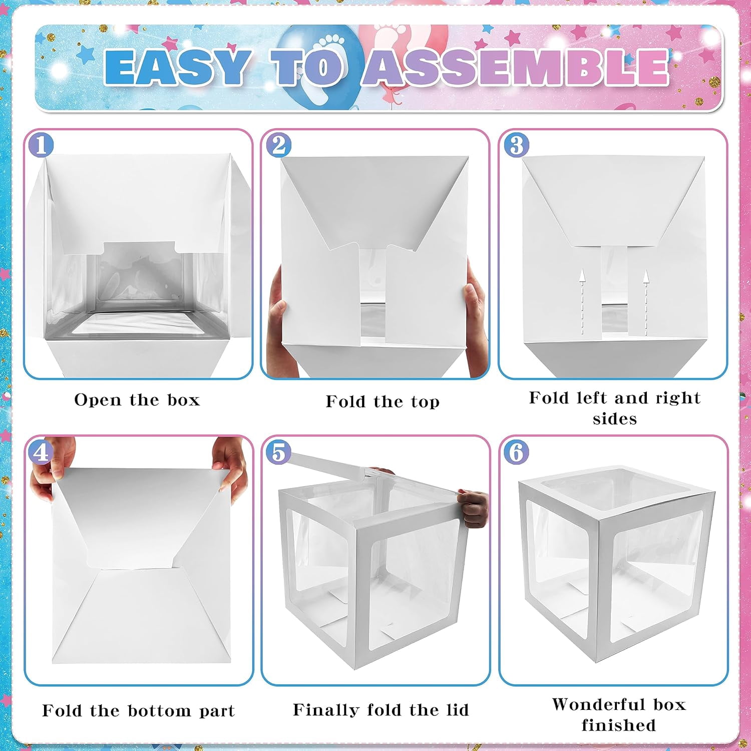 Happy Greetings Gender Reveal Party Decoration Kit Bear Backdrop Pink Blue Balloon Garland 4pcs Baby Box with Letters