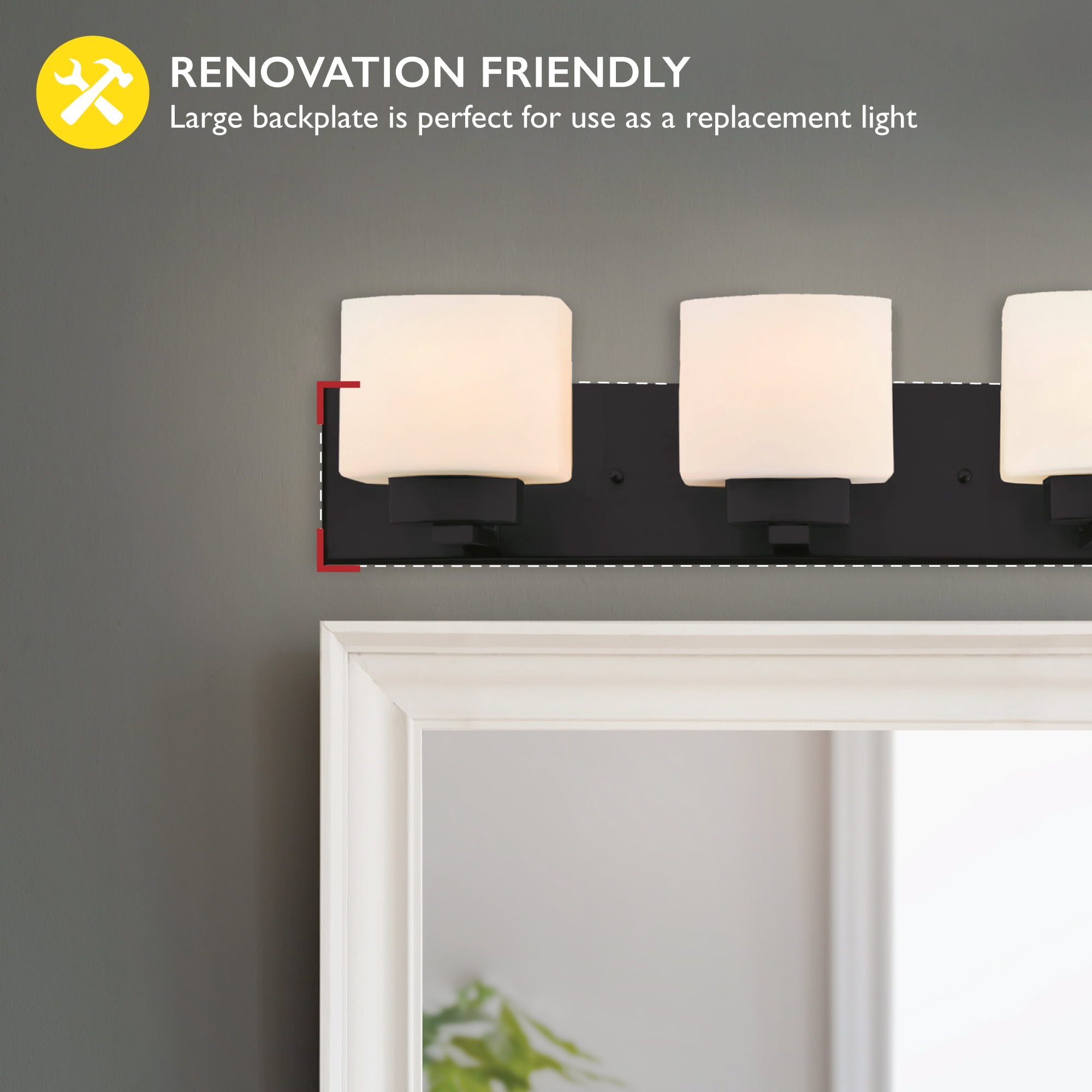 Design House Dove Creek 4-Light Dimmable Bathroom Vanity Light with Frosted Glass, Matte Black