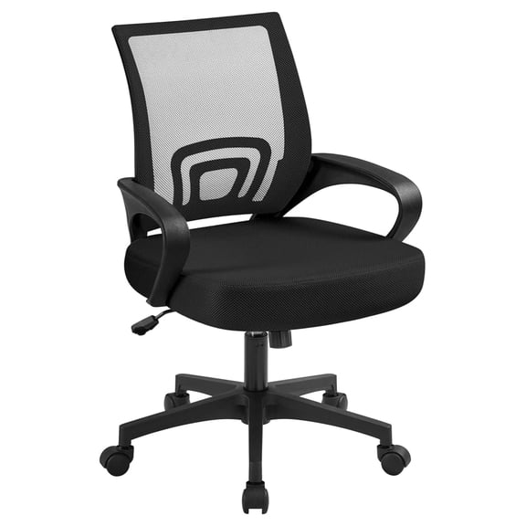 Alpinel Mid-Back Mesh Office Chair Adjustable Ergonomic Computer Task Chair Swivel Rolling with Lumbar Support Armrest for Home Office Work Study, Black