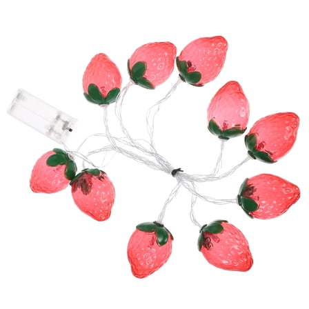 Milisten Battery Operated Red Strawberry String Lights 1Pack for Garden and Patio