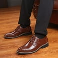 thumbnail image 3 of Men Casual Leather Oxfords Business Slip On Work Driving Loafers Walking Shoes Boat Moccasins Brown 9 US, 3 of 7