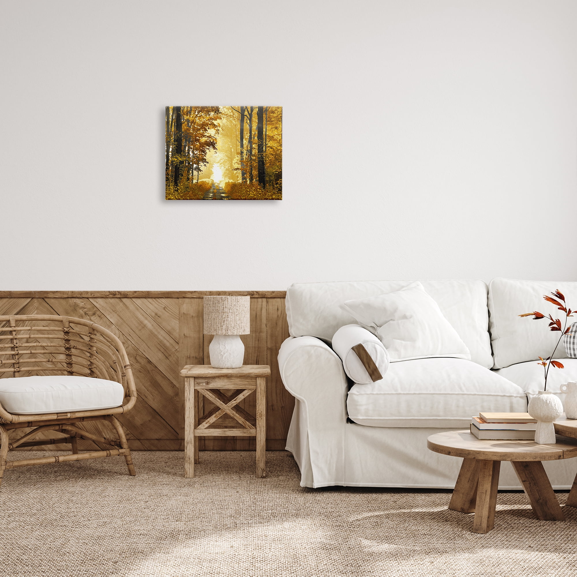 Stupell Industries Autumn Path Landscape Nature Painting Gallery Wrapped Canvas Print Wall Art, 20 x 16