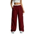 thumbnail image 6 of Tittly Sweatpants Women Lounge Pants Women Women's Casual Pants High Waisted Patchwork Simple Vertical Suit Pants Womens Pants Comfy Pants Women Red M, 6 of 7