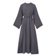 thumbnail image 3 of Fesfesfes Women Dress Loose Robe Casual Dress Foundation Solid Color Large Dress Round Neck Long Sleeve Dress Tops on, 3 of 7