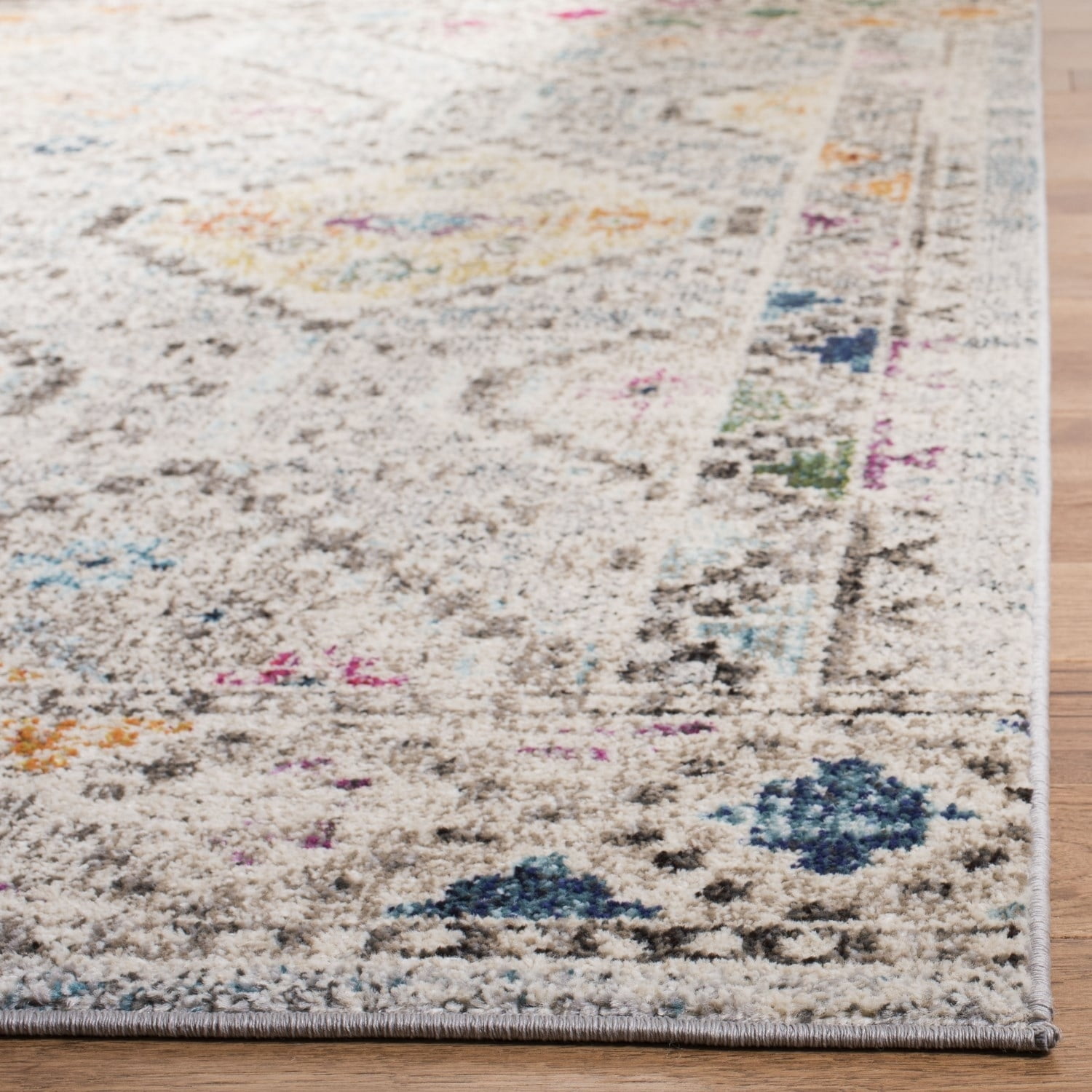 SAFAVIEH Madison Lanford Vintage Geometric Area Rug, Grey/Yellow, 9' x 12'