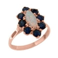 thumbnail image 1 of LBG British Made 18k Rose Gold Real Genuine Opal & Sapphire Womens Statement Ring - 33 size options - Size 8.25, 1 of 5