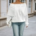 thumbnail image 5 of Fshinging Women Hoodies Oversized Sweatshirt Off Shoulder Drawstring Loose Fit Solid Color Casual Y2k Clothes, 5 of 8