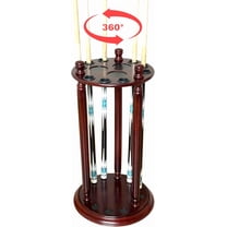Revolving Billiard Cue Rack, Pool Stick Holder Floor Stand holds 9 Pool Table Sticks, Made of 100% Solid Wood (Mahogany)