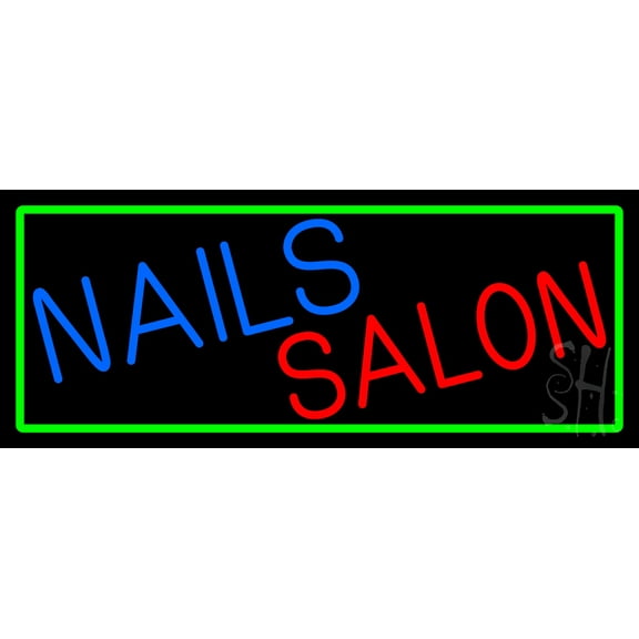 Nail Salon LED Neon Sign 13 x 32 - inches, Black Square Cut Acrylic Backing, with Dimmer - Bright and Premium built indoor LED Neon Sign for Defence Force.
