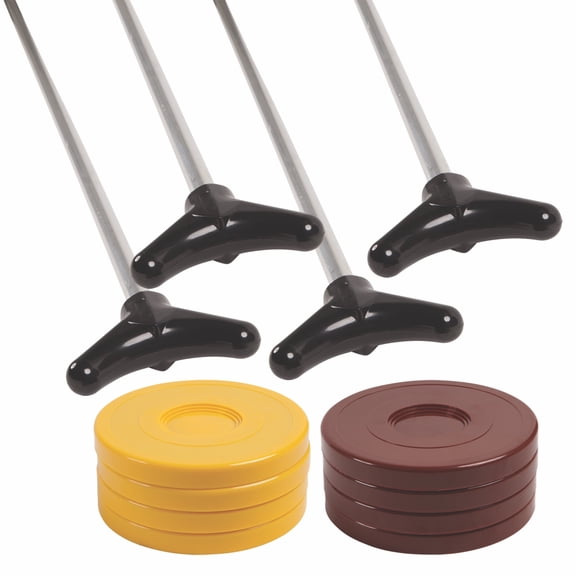 Champion Sports Classic Group Games Shuffleboard Set: Champion Sports Indoor Outdoor 8 Puck 4 Cue Sticks Party Game, Yellow