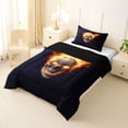 thumbnail image 2 of Homewish Glowing Sugar Skull Twin Comforter Sets,Happy Halloween Bedding Set,Black Orange,Black Reversible,2 Pieces,1 Comforter and 1 Pillowcase, 2 of 7