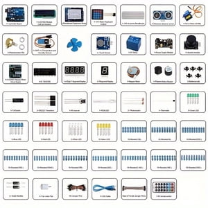 Starter Kit Compatible with Ard Projects, Microcontroller with LCD1602 Module, Breadboard, Servo, Sensors, Jumper Wires & LEDs, Detailed Tutorial (MA13