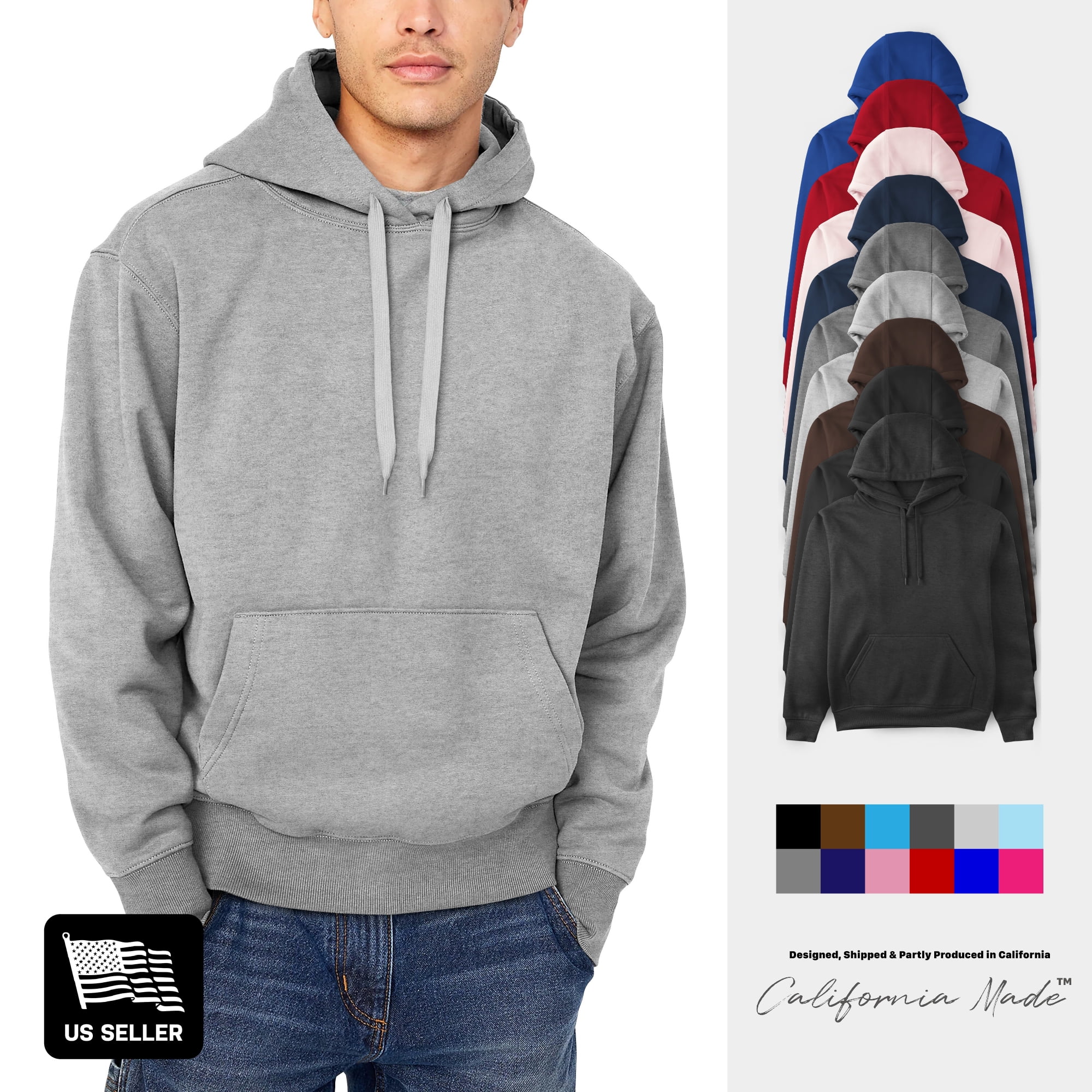 Mens Ultimate Heavyweight Pullover Hoodie Sweatshirt Fleece Essentials XS-5XL