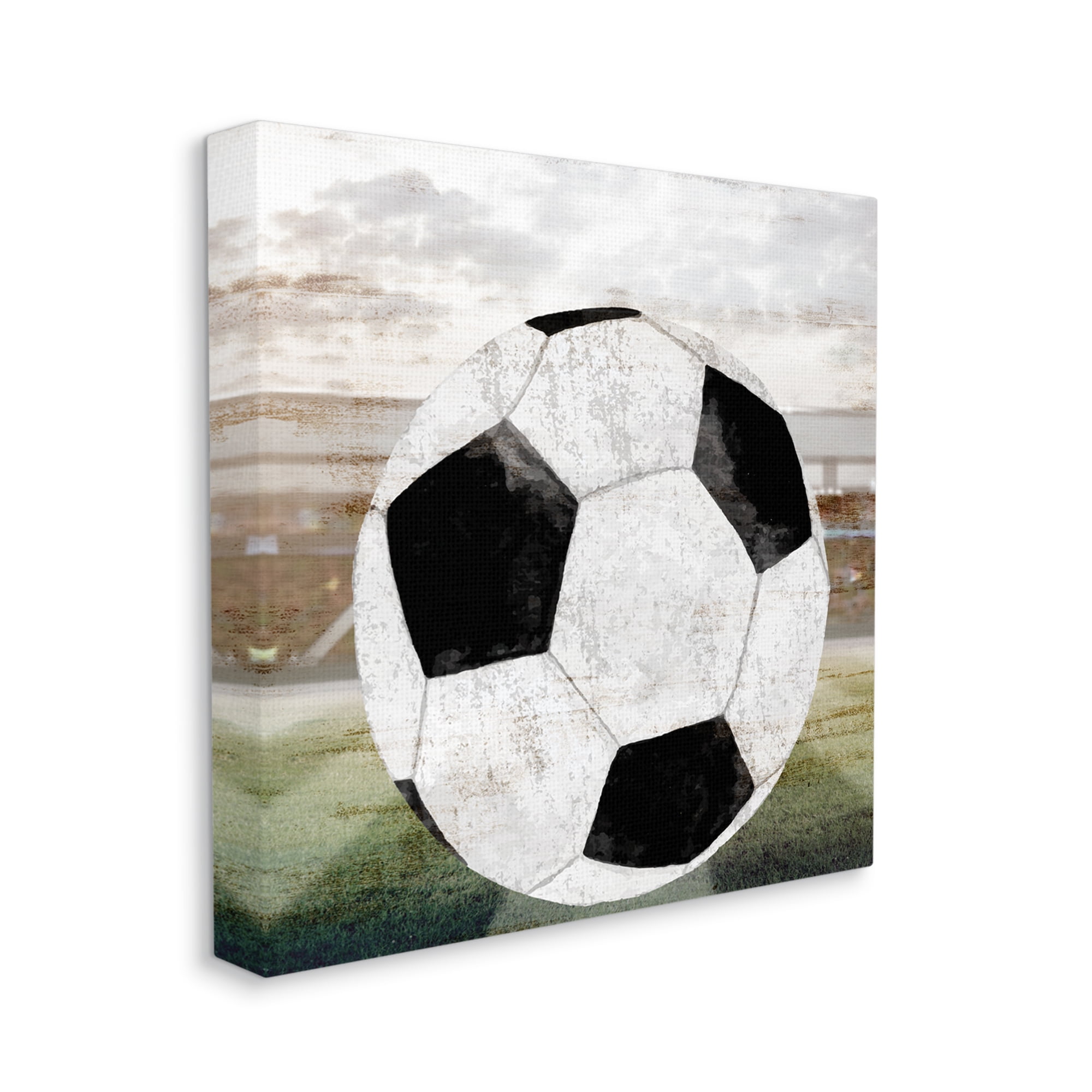Stupell Industries Rustic Soccer Ball Field Abstract Painting Gallery Wrapped Canvas Art Print Wall Art, 24 x 24