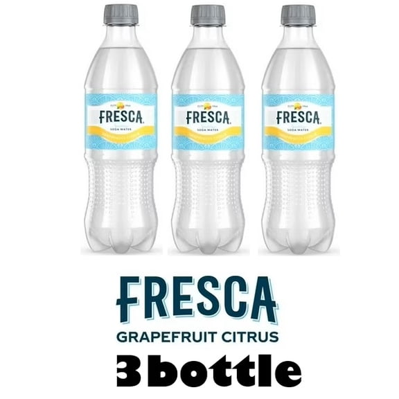 3 bottle Fresca Grapefruit Citrus Sparkling Soda Water Bottles, 16.9 fl oz