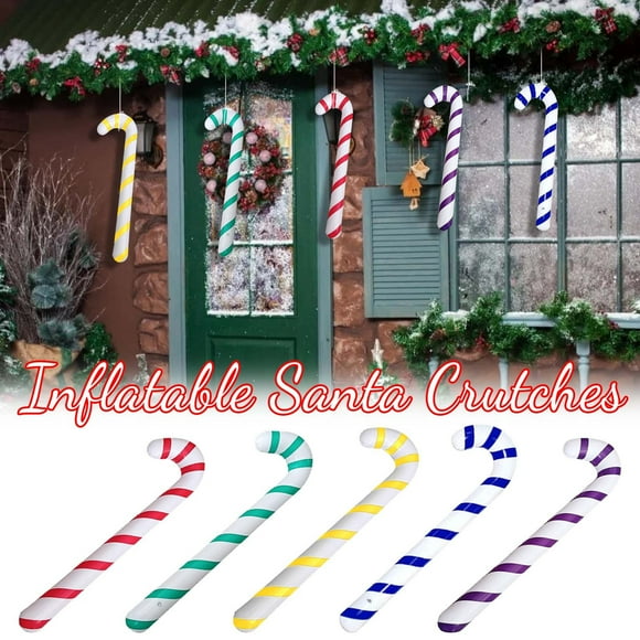 Fiudx Bastón de Caramelo Inflable, Decoración Navideña Clásica, Material de Pvc, Divertido Juguete Interactivo, Ideal para Fiestas Navideñas, Tamaño de 87 Cm, Juego de 2