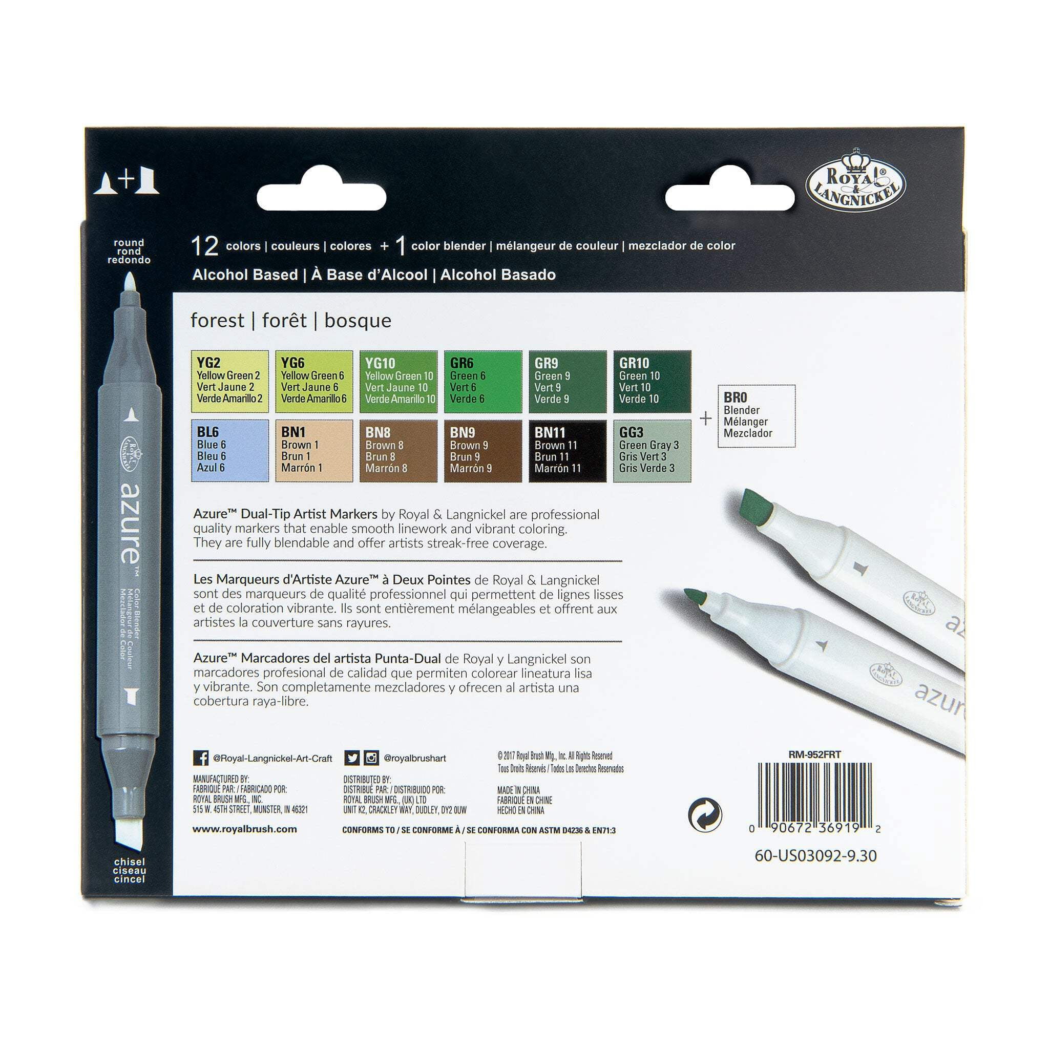 Royal & Langnickel Azure Marker Set 13/Pkg-Forest Colors