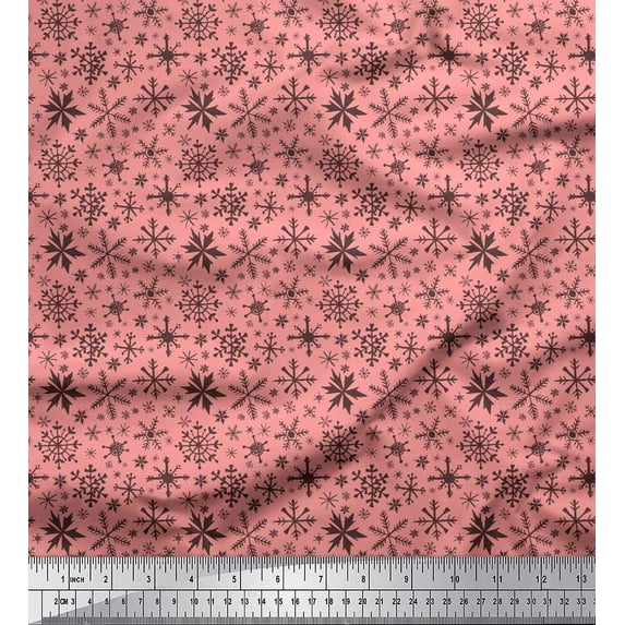 Soimoi Viscose Chiffon Fabric Snowflake Artistic Decor Fabric Printed Yard 42 Inch Wide