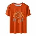 thumbnail image 4 of Neewe Women's Orange Shirt With Day Summer Tops Short Sleeve Crew Neck Shirts Puff Sleeve Casual Tshirts, 4 of 5