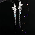thumbnail image 6 of Light Luxury High-end Earrings, Long Two-wear Butterfly Flower Tassel Earrings, Silver Needle Zircon Cold Wind Earrings, Female., 6 of 9