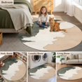 thumbnail image 5 of Abstract Watercolor Beach Waves Round Rugs for Living Room 4ft Retro Brown Sand Non Slip Circle Rug Washable Low-Profile Indoor Carpet for Bedroom, Dining Room, Bathroom, 5 of 9