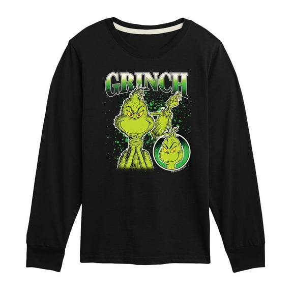 Dr. Seuss - Grinch Bootleg - Youth Long Sleeve Graphic T-shirt