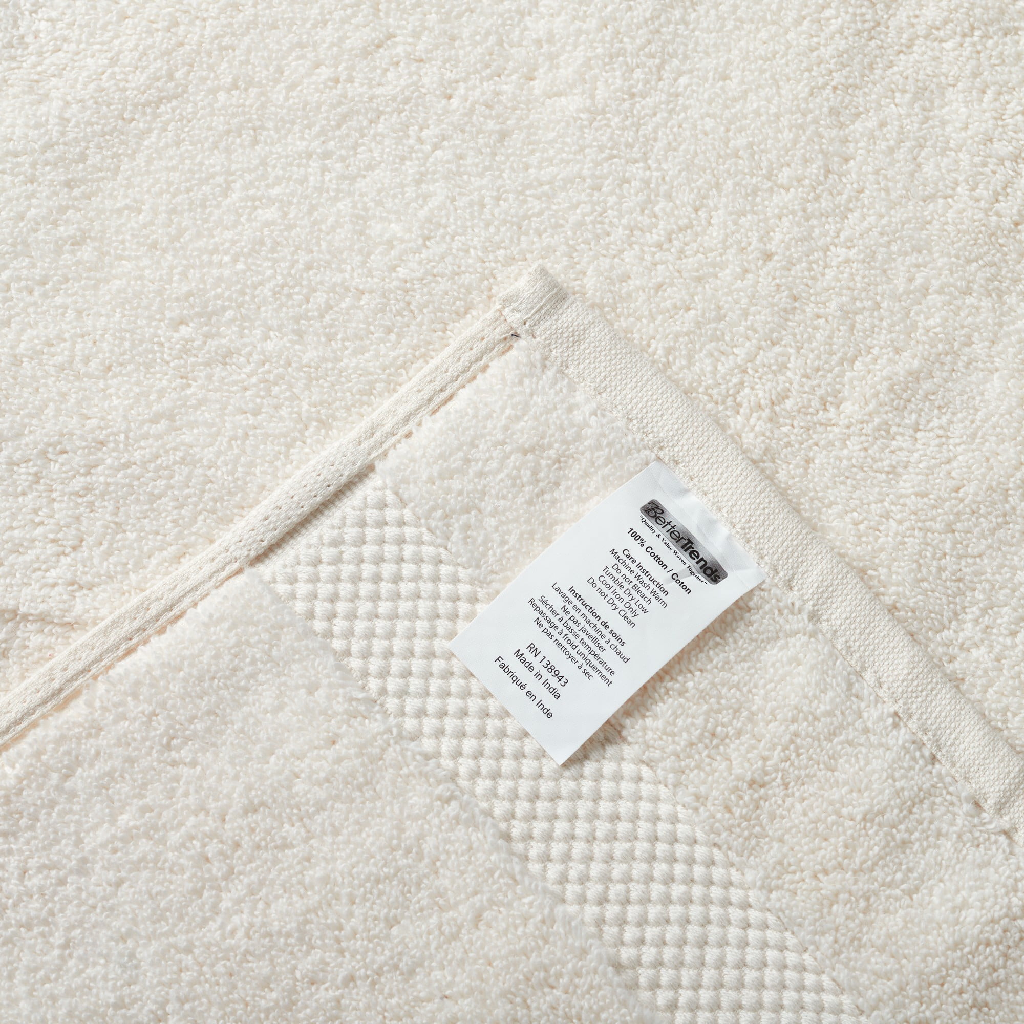 Better Trends Washcloths For Body And Face, 100% Cotton, Soft, Absorbent, Zero Twist Cotton Baby Wash Cloth, Shower, Travel, Ivory Small Towel, 12"X12", 20 Pack