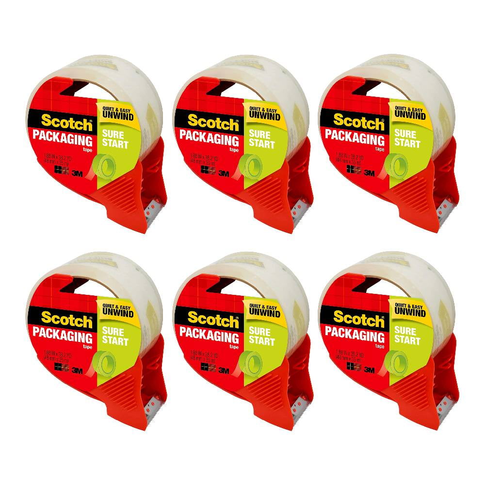 3M Scotch Sure Start Shipping Packaging Tape With Dispenser 1.88 in x