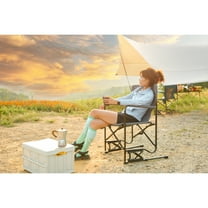 Outdoor Rocker Camping Chair Portable Folding Rocking Chair with Solid Armrests, Drink Holder & Comfortable Backrest Grey