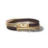 Bulova Men's Double-Chain & Leather Wrap Bracelet in Gold-Tone Stainless Steel - 8.0" J97B002L