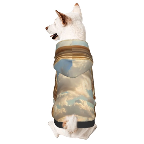 Fotbe Golden Drapes Pillars Clouds Sudadera con Estampado para Perros Pequeños – Suéter con Capucha para Mascotas, Tela Suave de Forro Polar con Bolsillo-Small